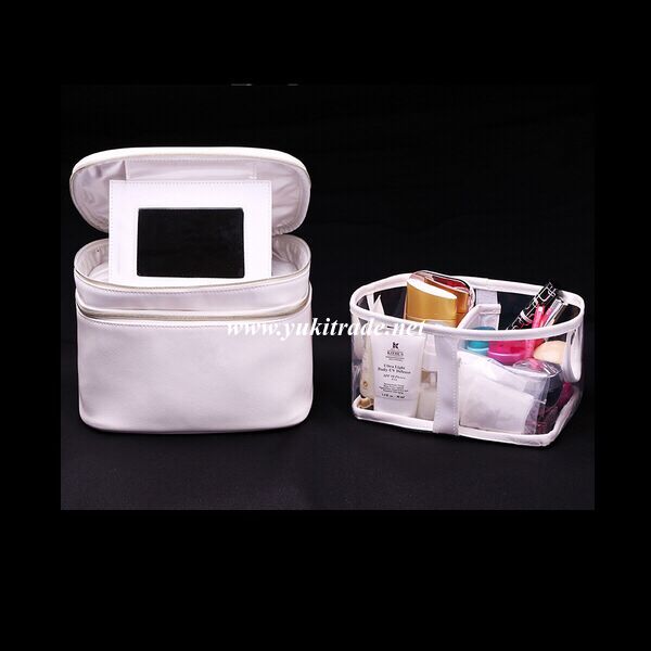 pu cosmetic bag with mirror